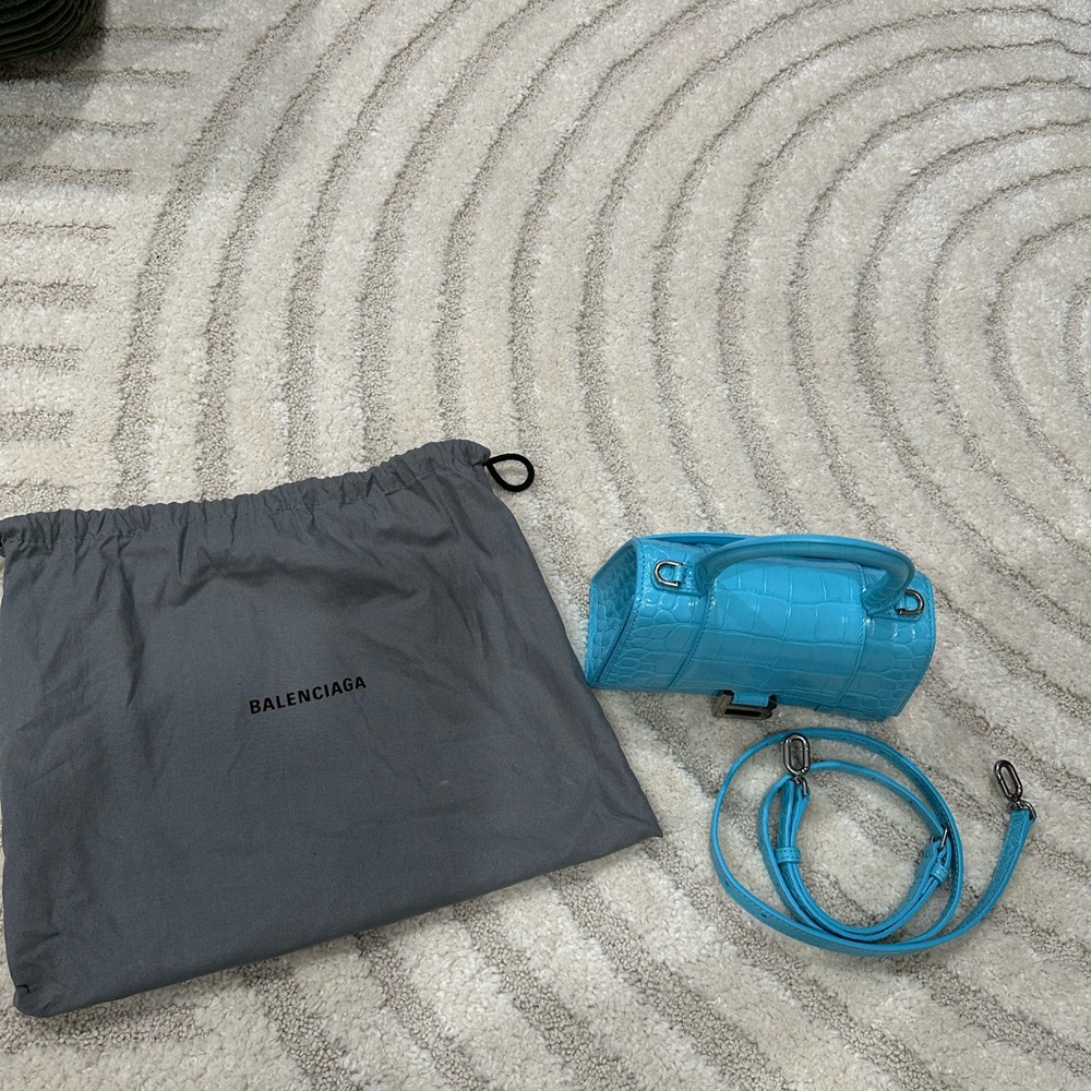 Balenciaga Turquoise Croc-Embossed Mini Bag - Picture 7 of 9